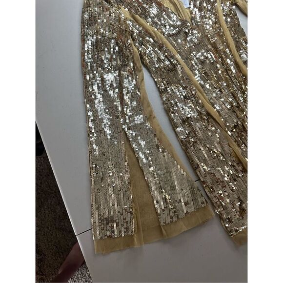 Lovers + Friends Women's Sequin Lux Mini Dress Gold Size Large - Picture 7 of 11